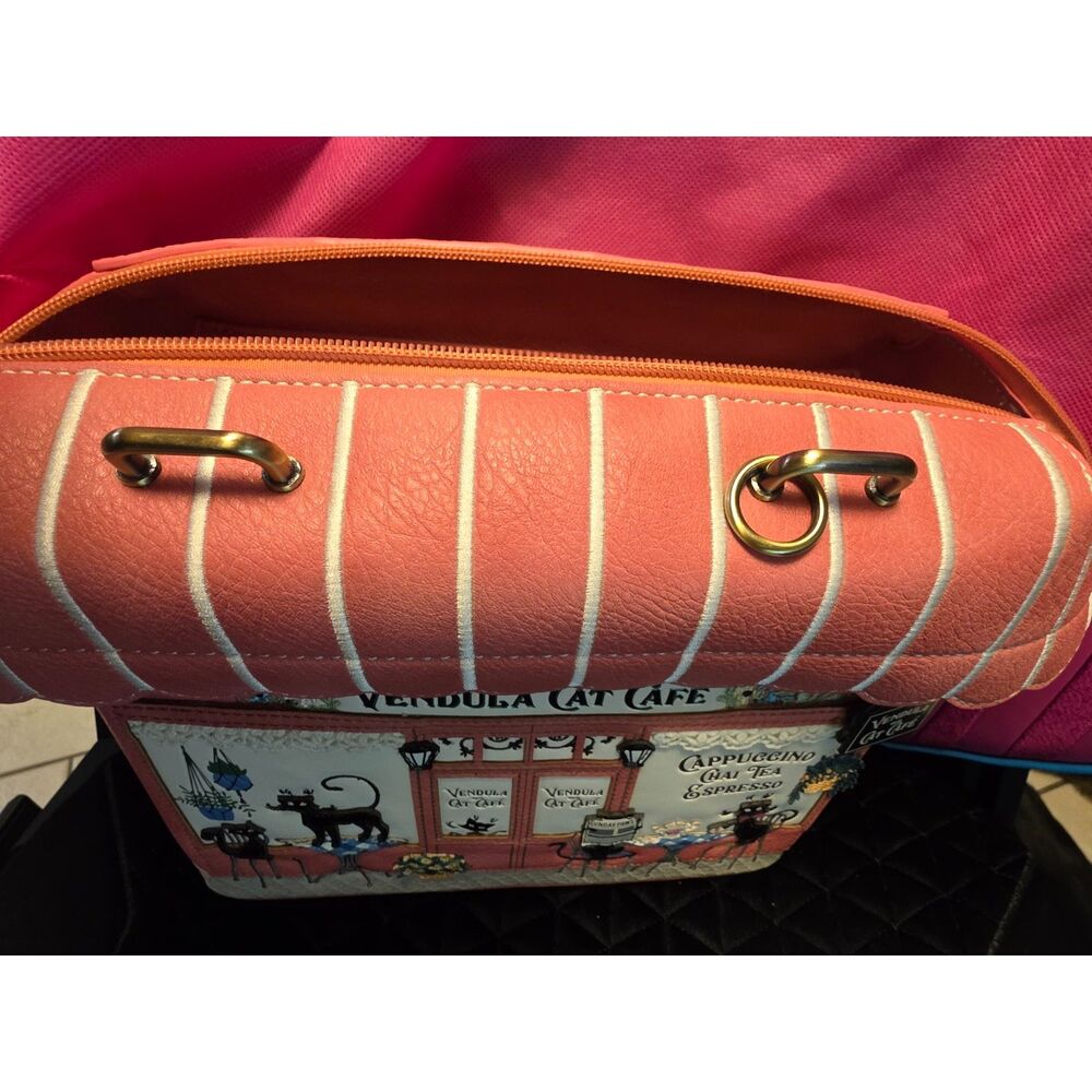 Vendula London Cat Cafe Grab Bag Matching Wallet - Retired (Damaged Handles) - Picture 8 of 10